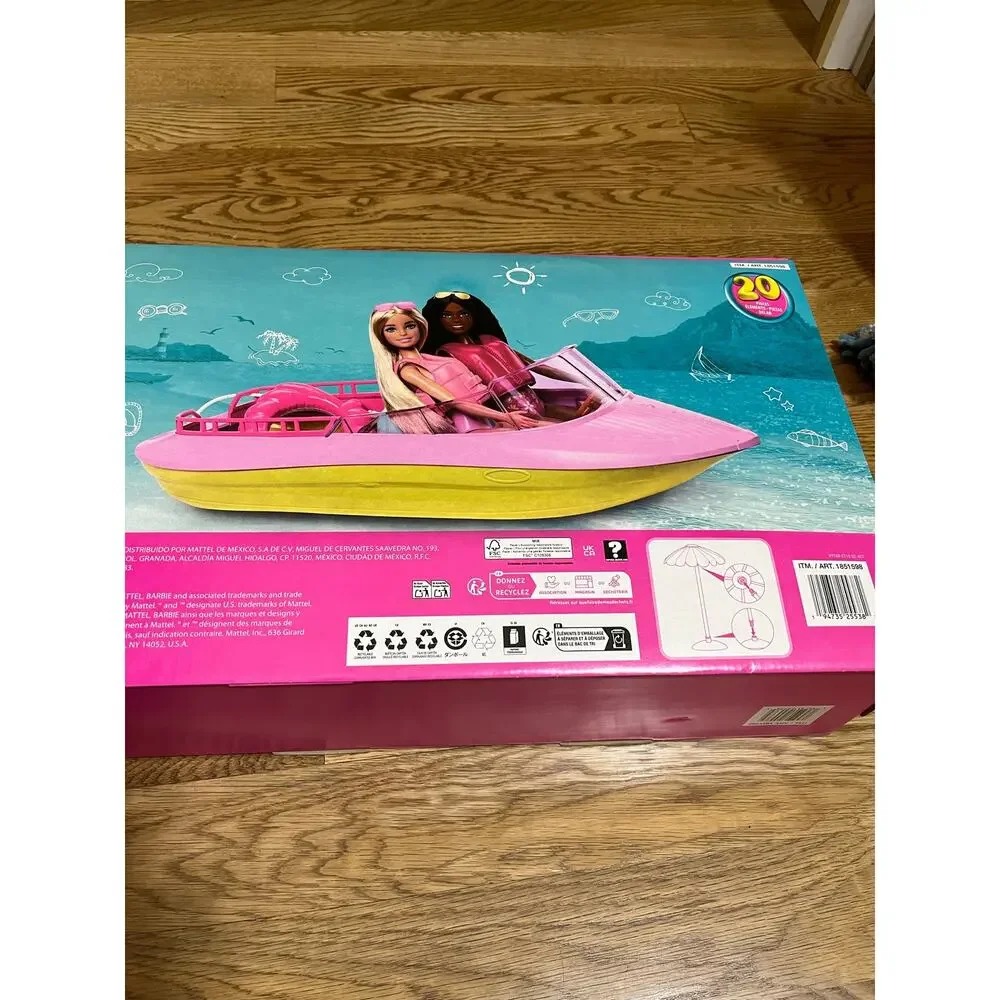 Barbie Lake Adventure Playset Ski Boat 20+ Accessories Dolls Chairs Life Vests